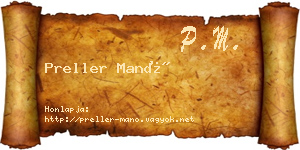 Preller Manó névjegykártya